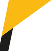 Ein leuchtend gelbes Dreieck kontrastiert stark mit einem schwarzen Abschnitt, der auf einem weißen Hintergrund angeordnet ist.